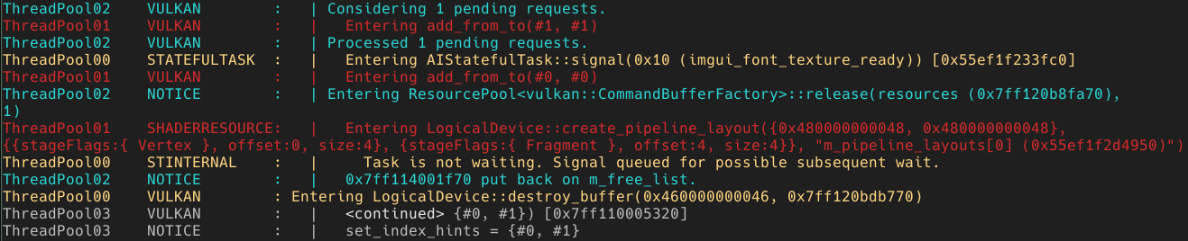 Image showing colored debug output
