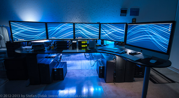 stefan didak's home office with five monitors